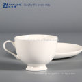 Copos de chá de cerâmica branca pura e pires Custom impressos de chá de porcelana Copos e Pires